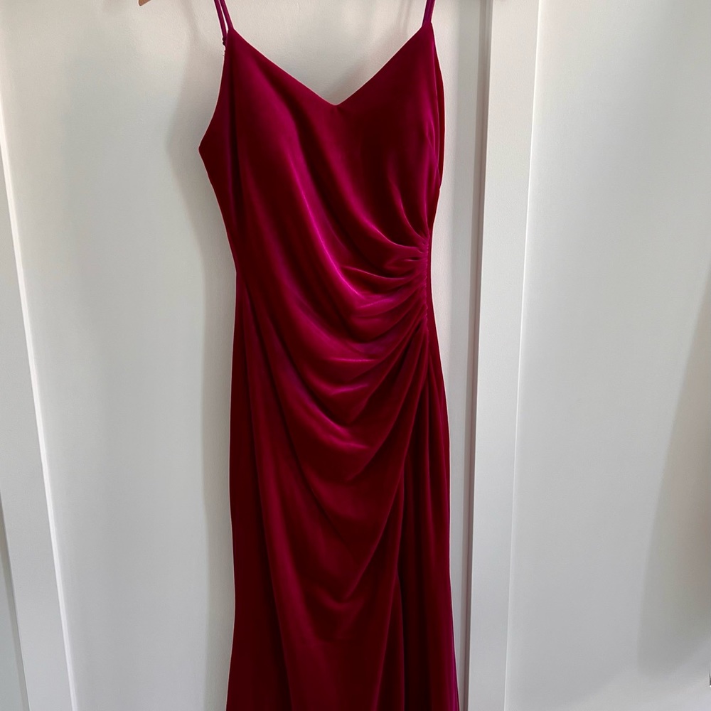 Vince Camuto Wine Satin Draped Slip Gown